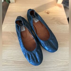 Lanvin Blue Leather Ballet Flats